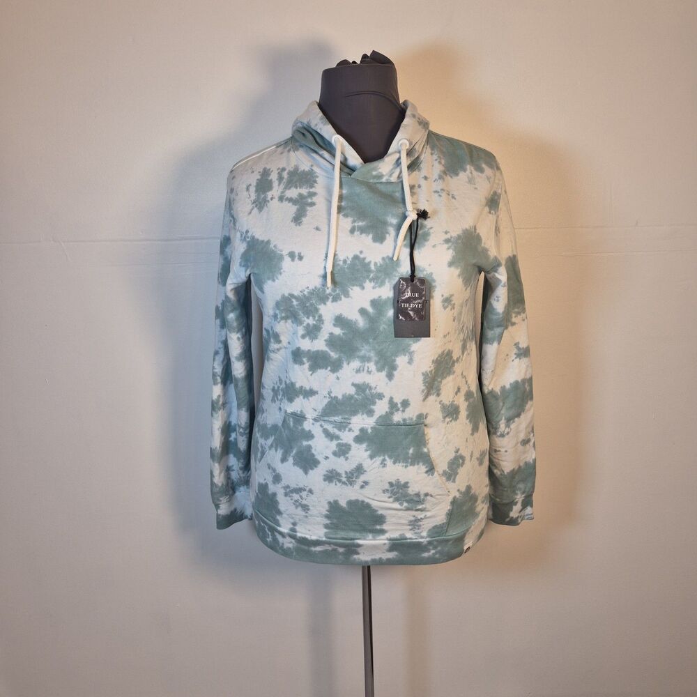 Free Planet Men's Tie Dye Hoodie Size XL Green White Retro Streetwear Sweatshirt